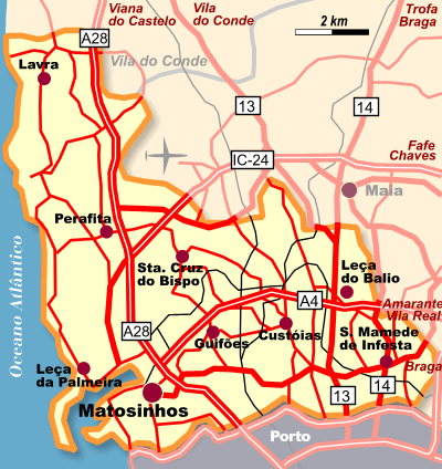 Mapa do concelho de Matosinhos
