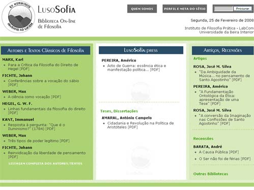 A LusoSofia  a primeira biblioteca de Filosofia on-line em portugus