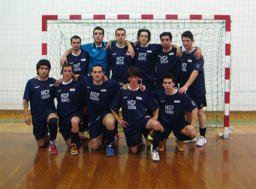 Equipa de Futsal da UBI aps ganharem o jogo frente ao Instituto Politcnico de Leiria por 7-6